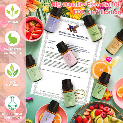 BlissfulBlend 8-Piece Pure Essential Oils Gift Set – Peppermint, Lavender, Eucalyptus & More