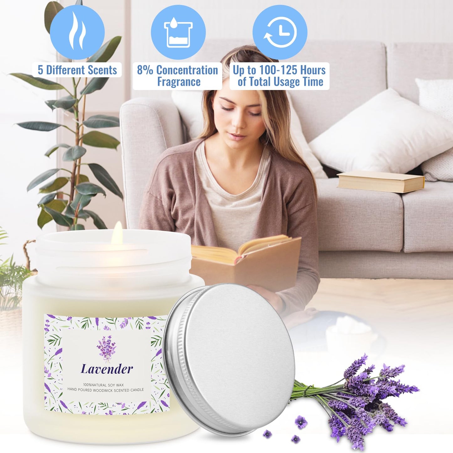 BlissfulOasis Scented Candles – 5 Pack Gift Set, Natural Soy Wax, Long-Lasting Home Fragrance