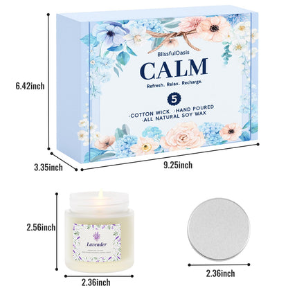 BlissfulOasis Scented Candles – 5 Pack Gift Set, Natural Soy Wax, Long-Lasting Home Fragrance