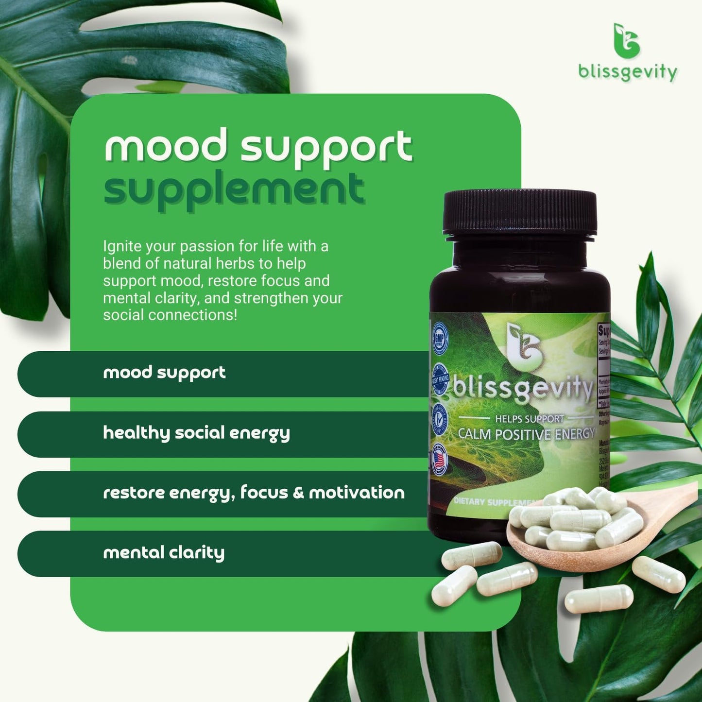 Blissgevity 150mg Apigenin + Phenylethylamine – Mood Support (30 Capsules)