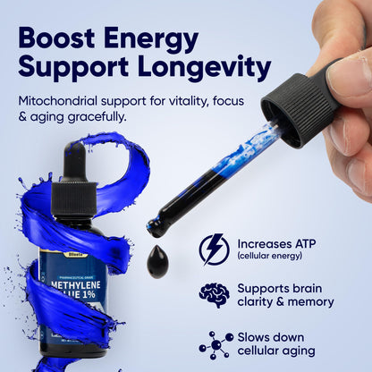 Blissta USP Pharmaceutical Grade Methylene Blue 1% Solution – Third-Party Lab Tested, Formaldehyde-Free, Heavy Metal Free – Nootropic & Cognitive Support – 30ml
