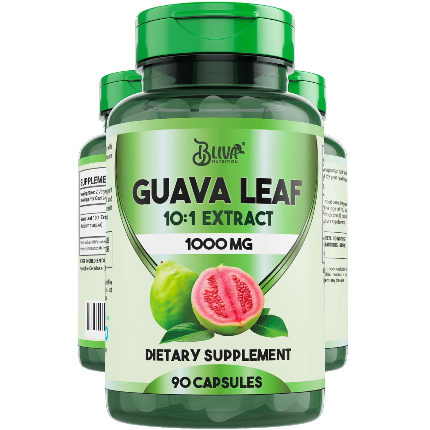 BLIVA Guava Leaf Extract Capsules – 1000 mg (10:1) – 90 Vegetarian Capsules