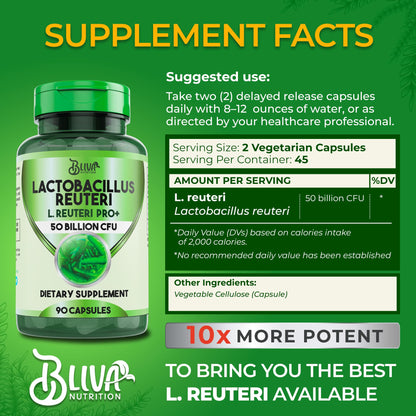 BLIVA Lactobacillus Reuteri Capsules – 50B CFU per Serving, 90 Caps