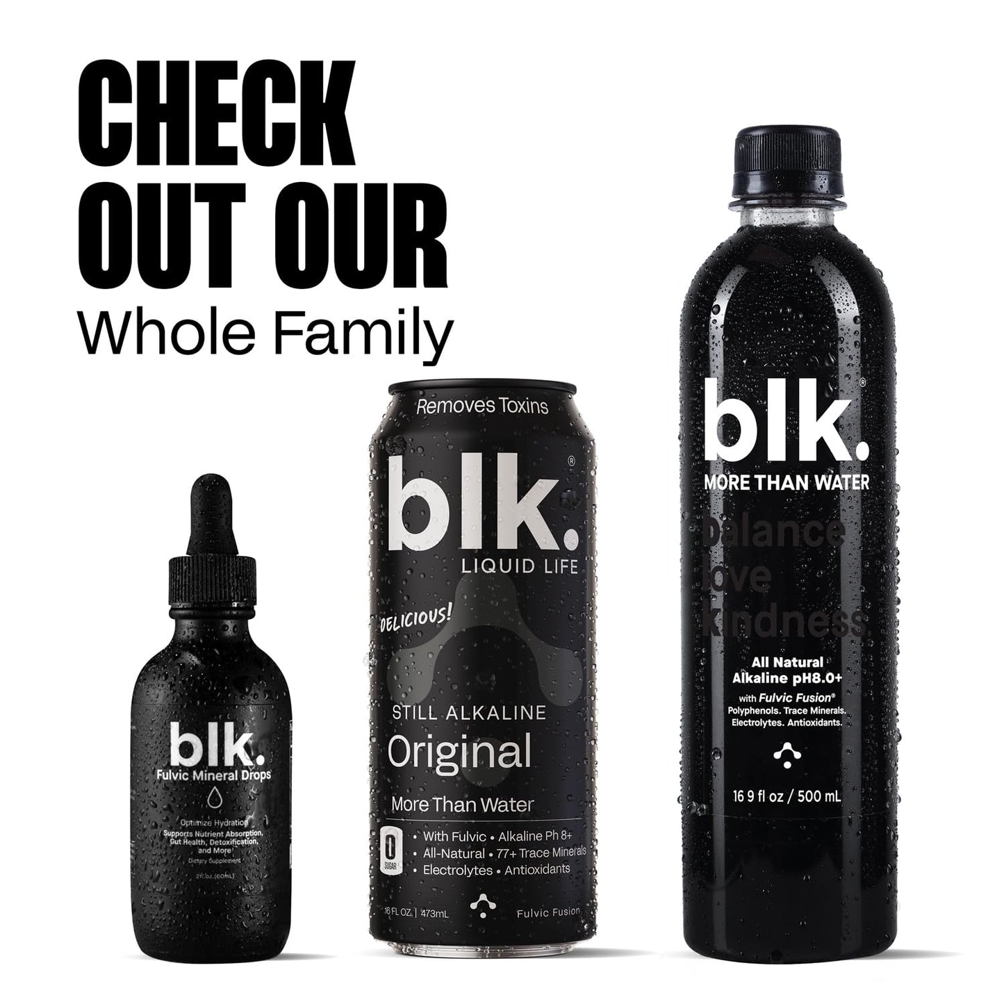 blk. PH 8+ Mineral Alkaline Water Drops – Fulvic, Amino Acids & Electrolytes (2oz)