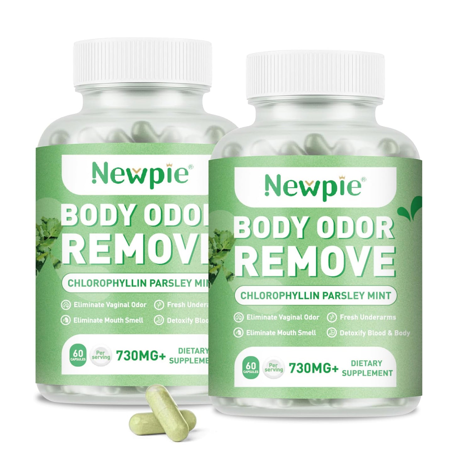 Blltzzz Body Deodorizing Supplement | Chlorophyll Capsules for Body Odor, Fresh Breath & Gut Odor Control – Vegan, Gluten Free, 60 Capsules (2)