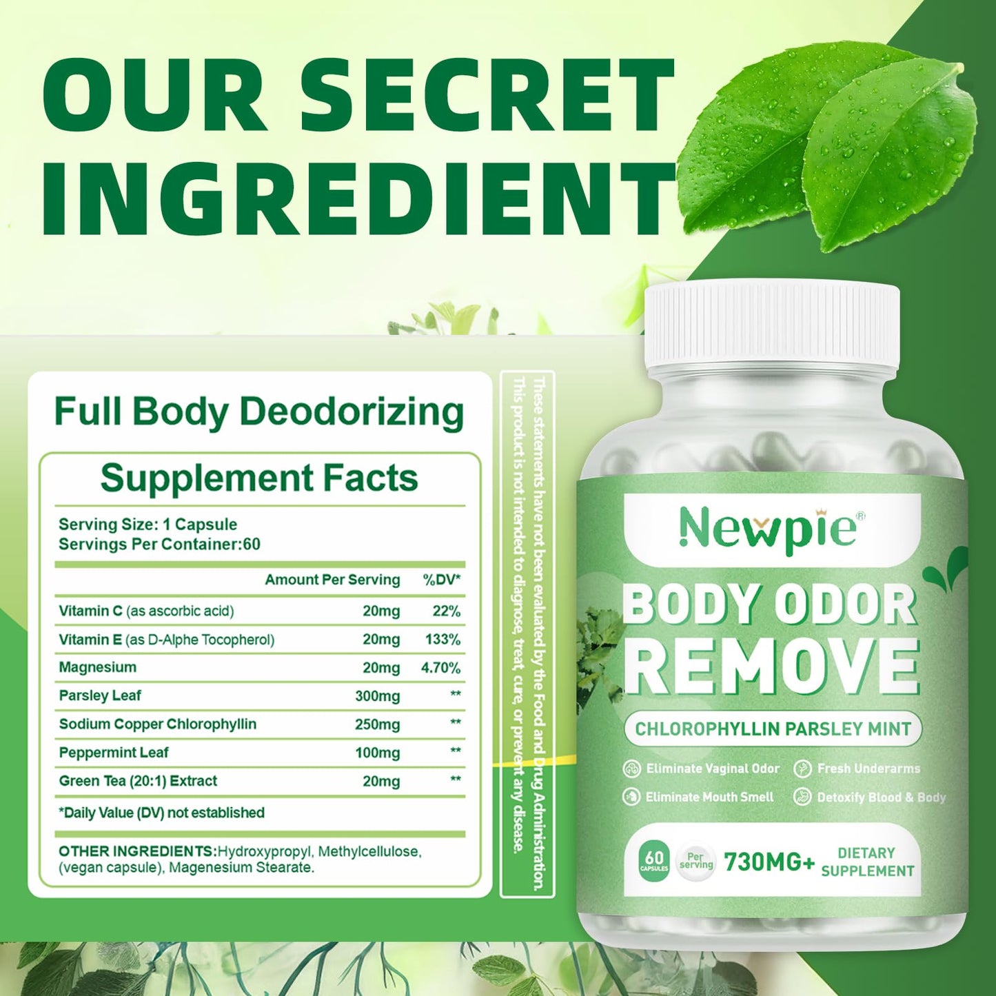 Blltzzz Body Deodorizing Supplement | Chlorophyll Capsules for Body Odor, Fresh Breath & Gut Odor Control – Vegan, Gluten Free, 60 Capsules (2)