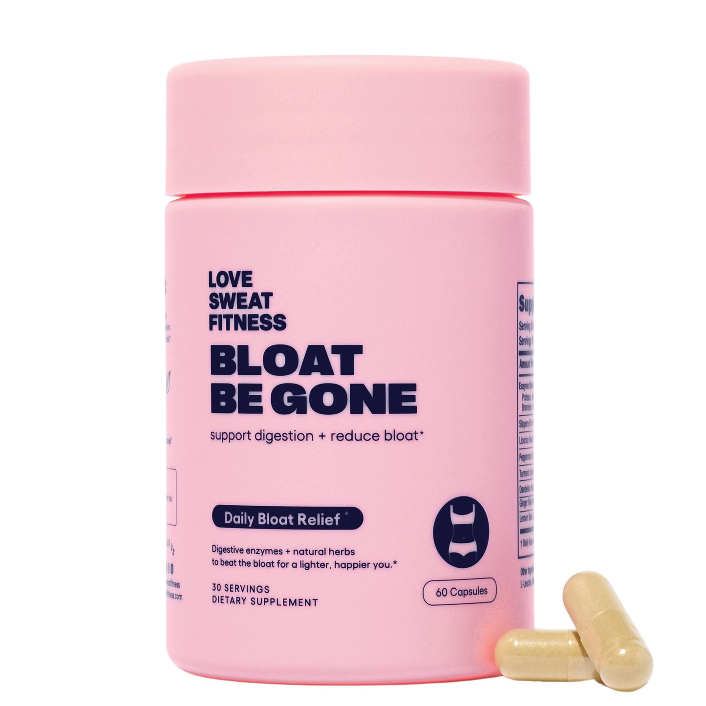 Love Sweat Fitness Bloat Be Gone – Natural Digestive Relief, Vegan, 60 Capsules