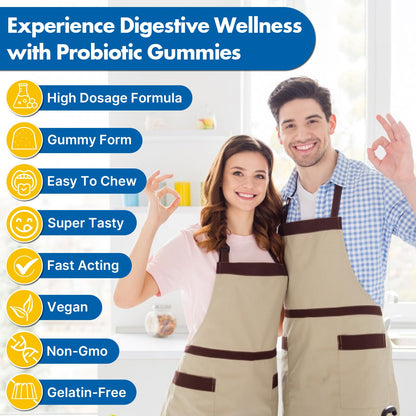 Gut Health Probiotic Gummies – 112.5B CFU, Sugar Free, 8 Strains + Prebiotics & Herbs – 60 Gummies
