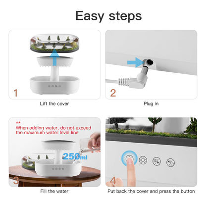 BLOIMP 250ML Essential Oil Diffuser – Rain Cloud Humidifier & Ultrasonic Drip Diffuser (White Grey)