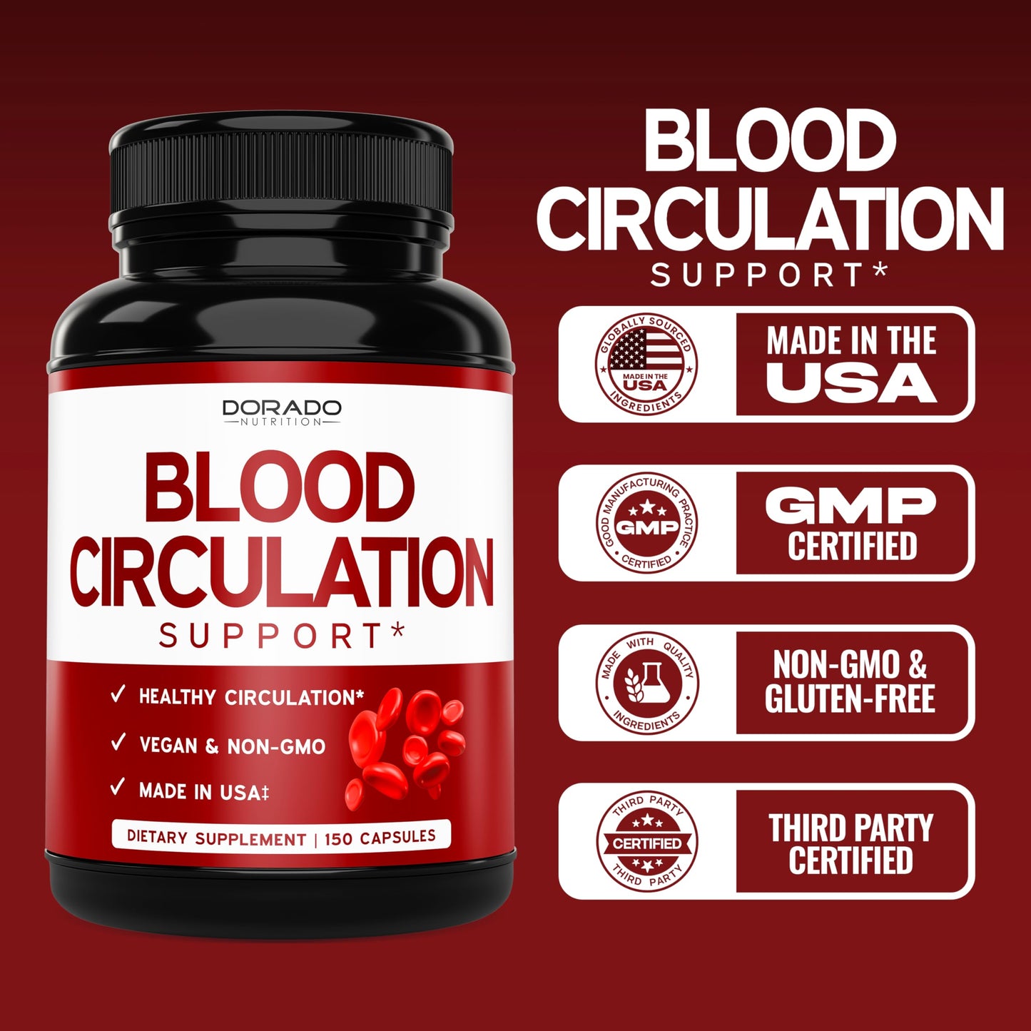 Blood Circulation Supplements with Diosmin & More – 150 Capsules | Vegan • Non-GMO • USA Made