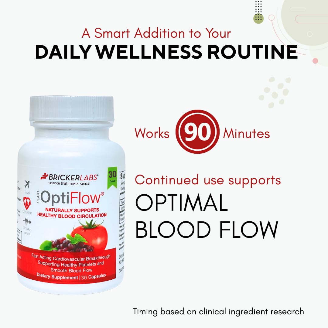 Bricker Labs OptiFlow Blood Circulation Vitamins – Naturally Supports Healthy Blood Flow, 30 Capsules