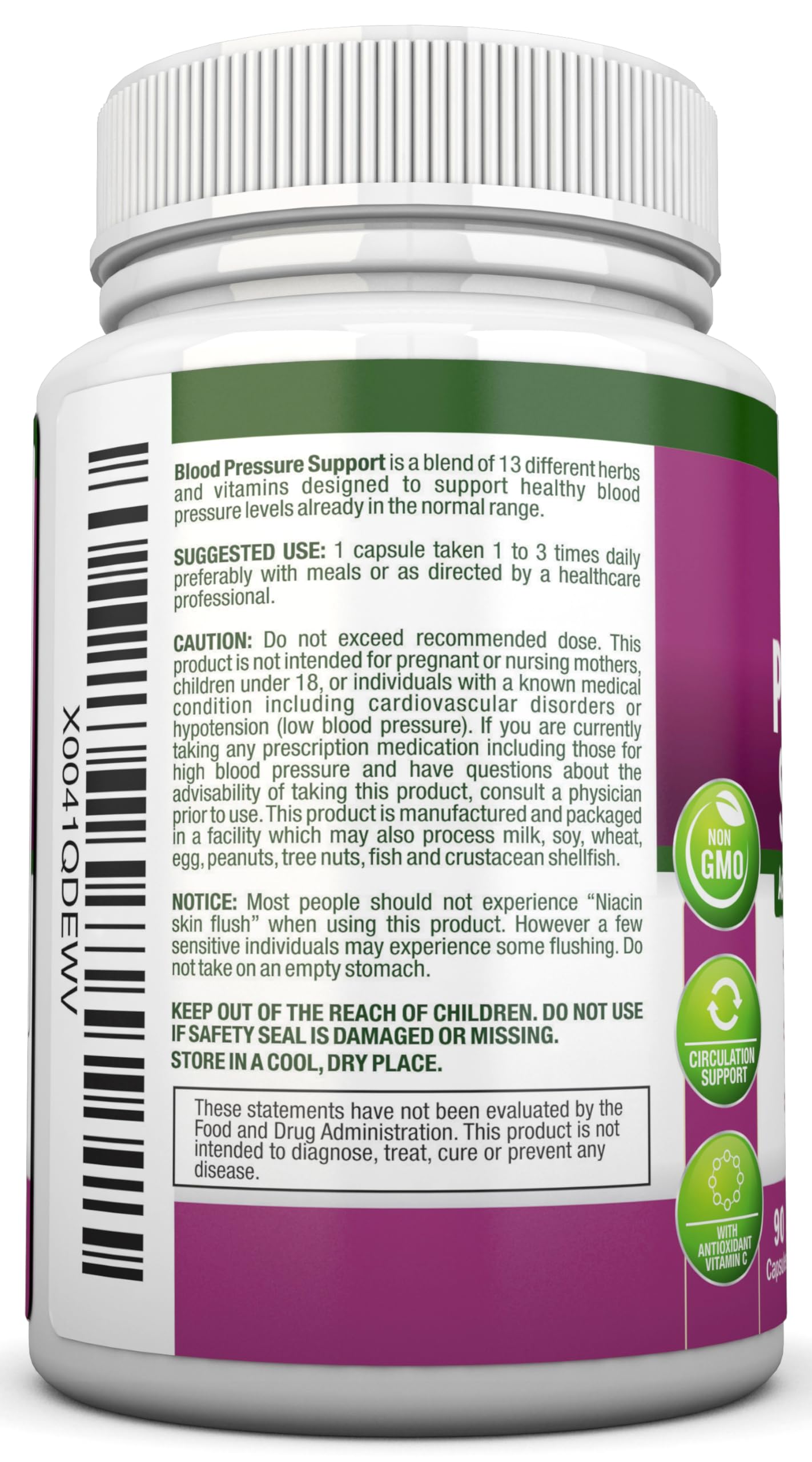 Blood Pressure Support Supplement - 13 Herbs & Vitamins | 90 Day Supply