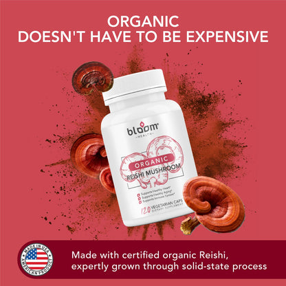 Bloom Health Reishi Mushroom Capsules – Organic Ganoderma Lucidum for Immune Support