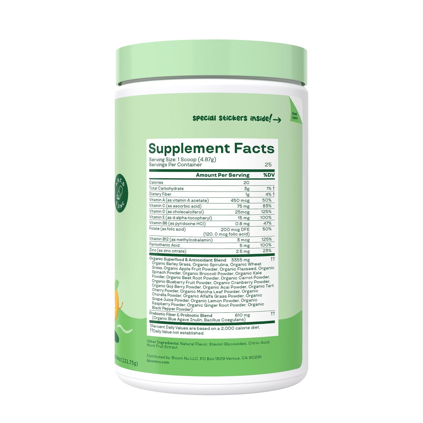 Bloom Nutrition Kids Greens Powder – Digestive Enzymes & Probiotics for Gut Health (Tropical Punch, 25 Servings)