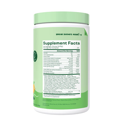 Bloom Nutrition Kids Greens Powder – Digestive Enzymes & Probiotics for Gut Health (Tropical Punch, 25 Servings)