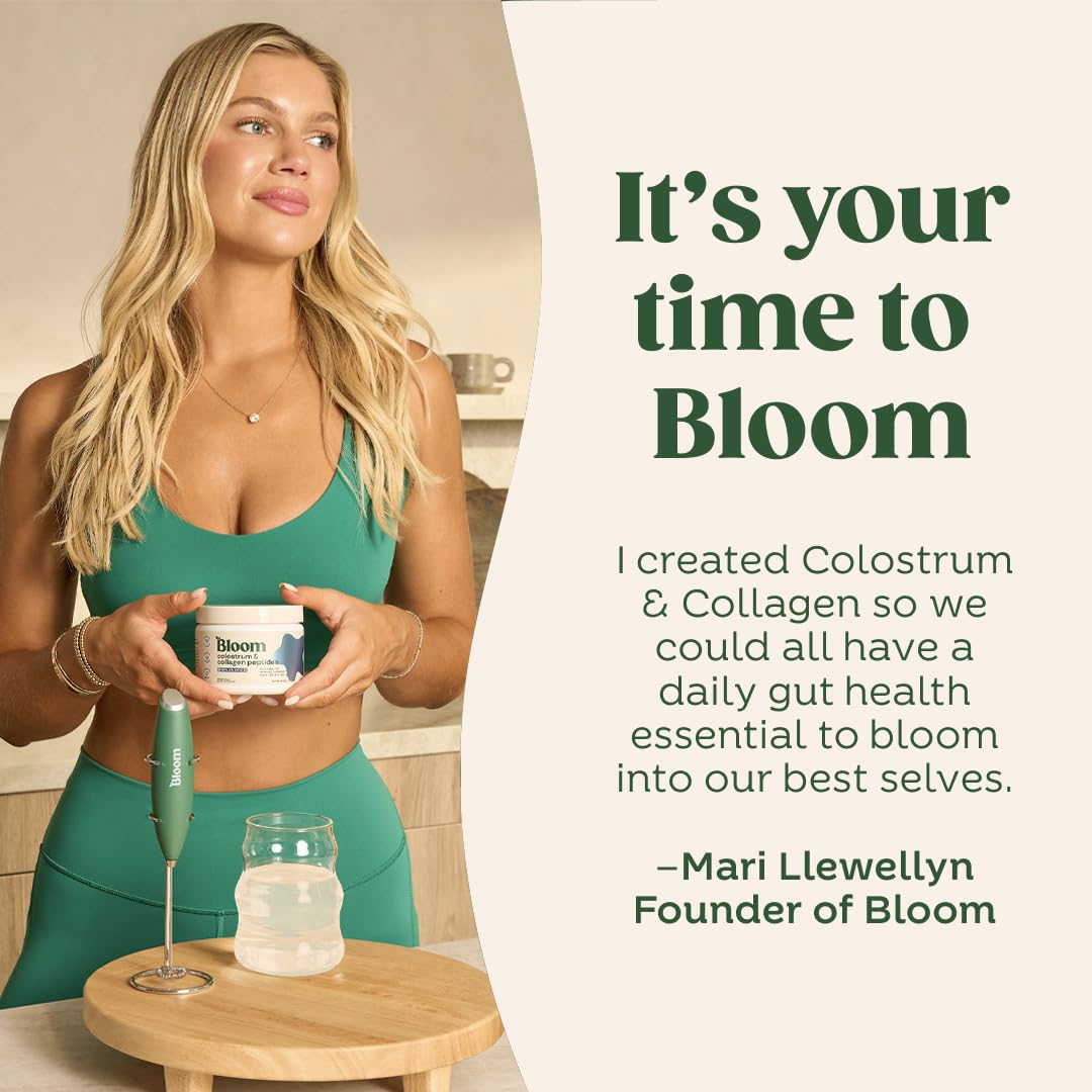 Bloom Nutrition Colostrum Powder with Vitamin B-12 – Gut Health & Immunity (Strawberry, 25 Servings)
