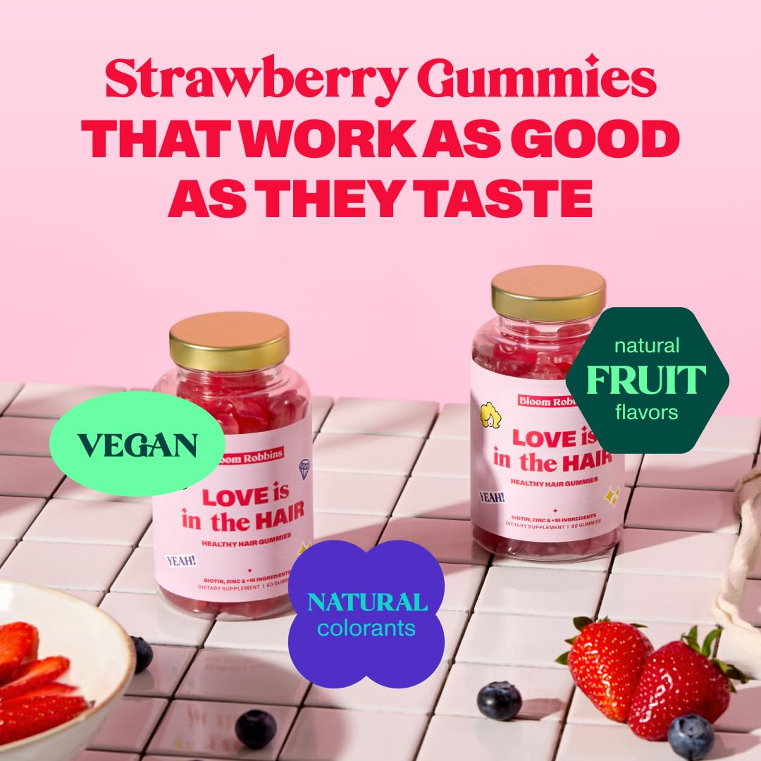 Bloom Robbins Hair Gummies – Biotin 5000mcg for Hair Growth (2 Pack) – Vegan & Non-GMO