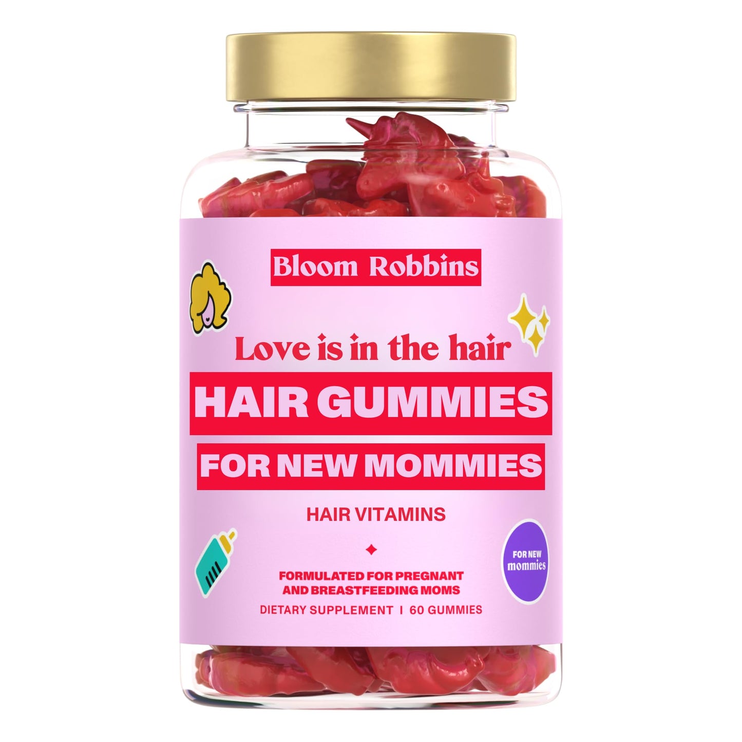 Bloom Robbins Hair Gummy Prenatal Vitamins for Women – 60 Prenatal Hair Gummies with Folic Acid & Vitamin B6