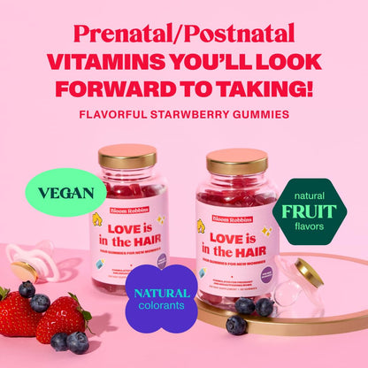 Bloom Robbins Hair Gummy Prenatal Vitamins for Women – 60 Gummies with Folic Acid & Vitamin B6 (2-Pack)