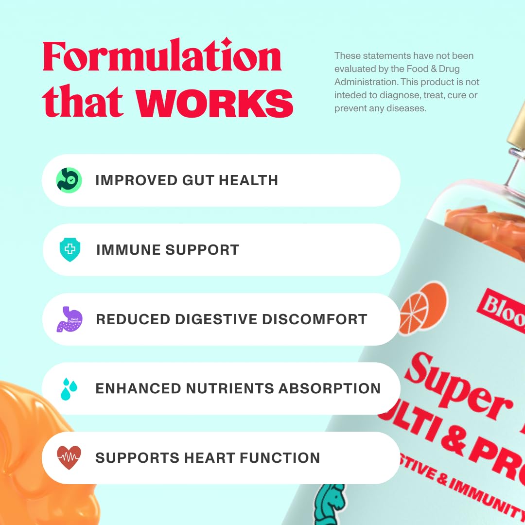 Bloom Robbins Probiotic Gummies – Fiber & Digestive Health with Turmeric Root Extract (Vegan, Non-GMO)