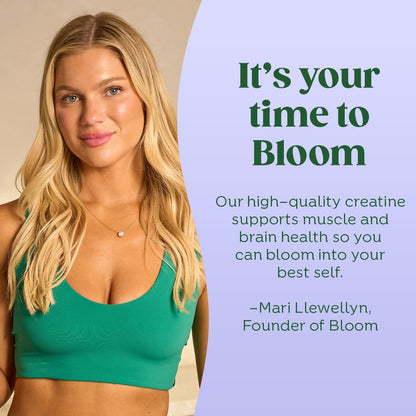 Bloom Nutrition Creatine Monohydrate Powder – 5g Micronized, Raspberry Lemon, Gluten Free