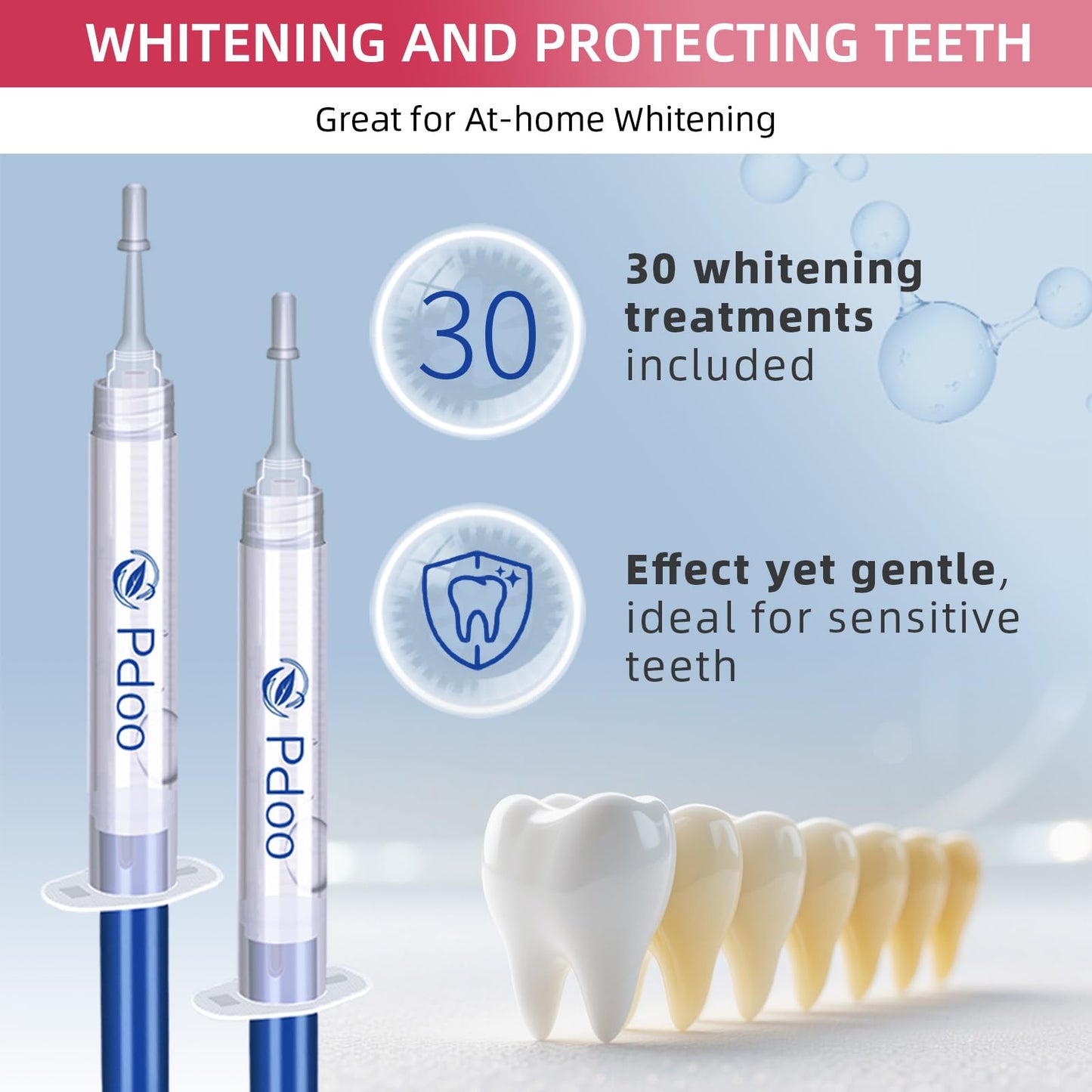 Professional Teeth Whitening Kit with 5 Gels, LED Accelerator Light & Custom Trays – Enamel Safe, Fast Home Whitening