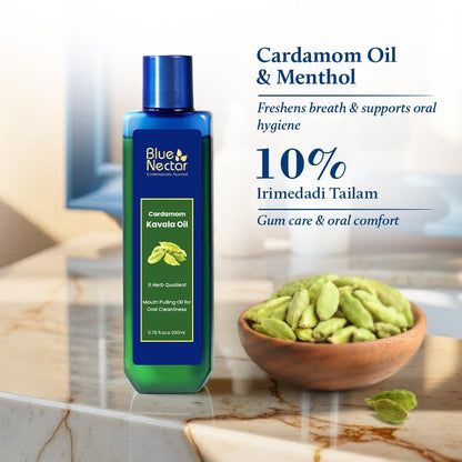 Blue Nectar Cardamom Mint Oil Pulling – Ayurvedic Mouthwash