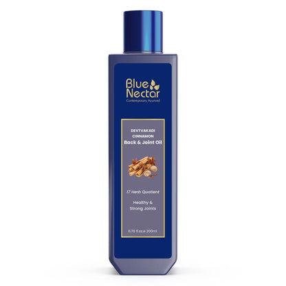 Blue Nectar Ayurvedic Back, Joint & Shoulder Pain Oil with Cinnamon & Clove – 17 Herbs, 6.76 fl oz