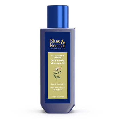 Blue Nectar Jasmine Massage Oil – 3.4 oz, 8 Herbs, 100% Natural