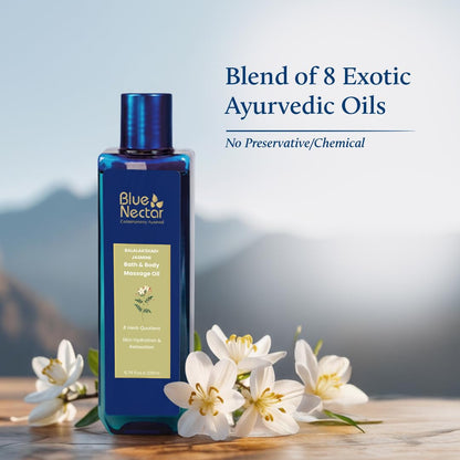 Blue Nectar Jasmine Massage Oil – 3.4 oz, 8 Herbs, 100% Natural