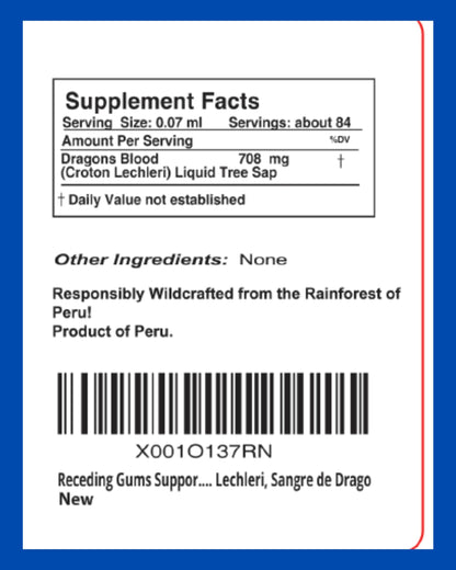 Blue Organix Dragon's Blood Gum Support – 2 oz Sangre de Grado (Croton Lechleri) – 1 Bottle