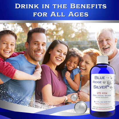 Blue Ridge Silver 25 ppm 8 oz Colloidal Silver Natural Immune Support Health Supplement