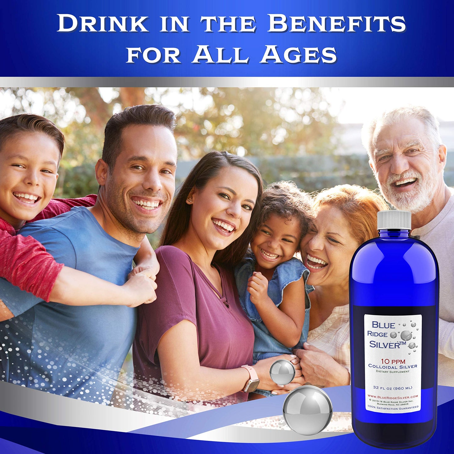 Blue Ridge Silver Colloidal Silver 32 oz 10 ppm - Immune Support