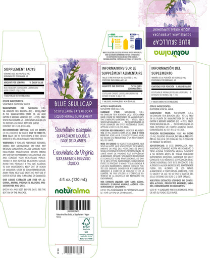 Naturalma Blue Skullcap Liquid Extract (1:10) – Alcohol-Free, Vegan, 4 fl oz