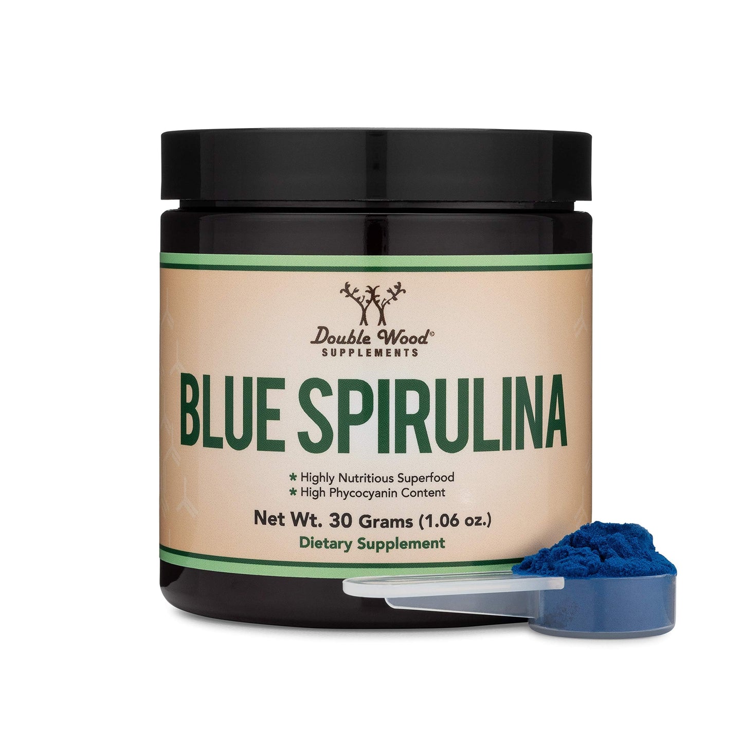 Blue Spirulina Powder - 35% Phycocyanin | Double Wood (One Month Supply)