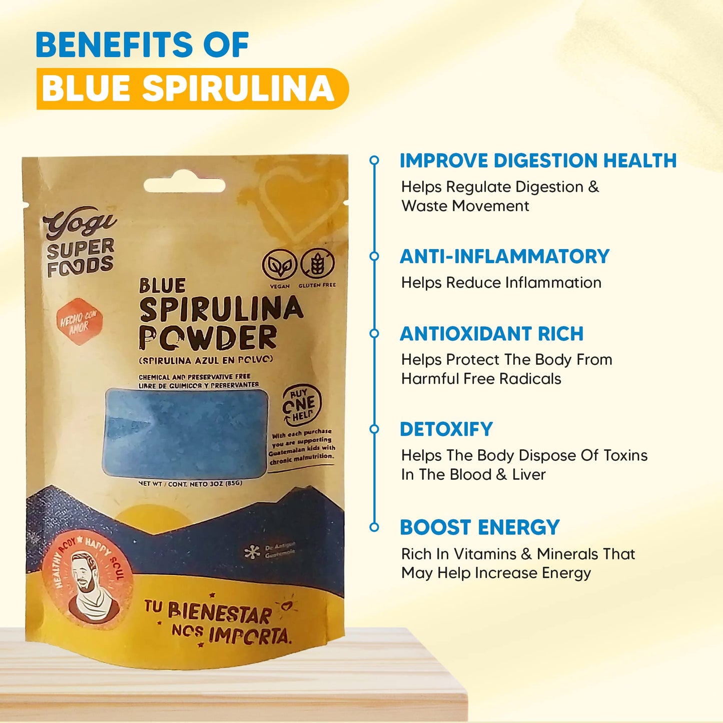 Blue Spirulina Powder by Yogi Super Foods – 5 oz, Plant Protein & Immune Support