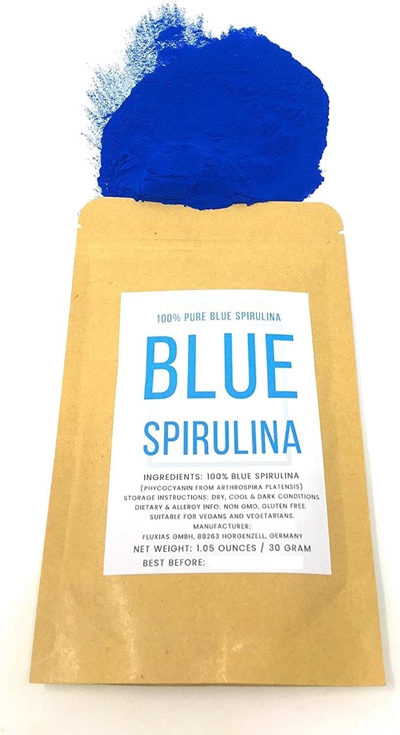 Blue Spirulina Powder - 100% Pure Phycocyanin - Deep Blue Food Coloring - Arthrospira Platensis - Net Weight 1.05oz/30g