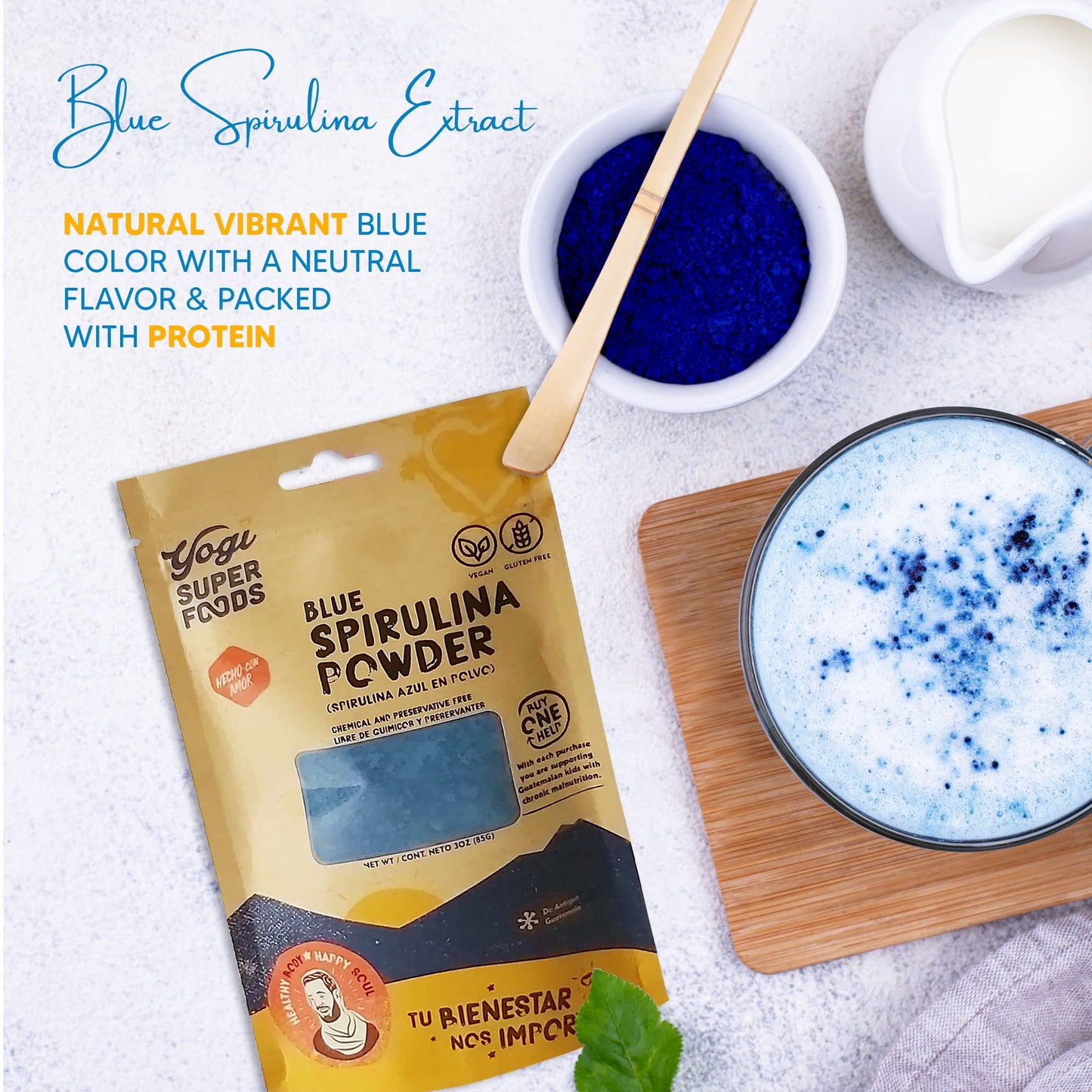 Blue Spirulina Powder by Yogi Super Foods – 5 oz, Plant Protein & Immune Support