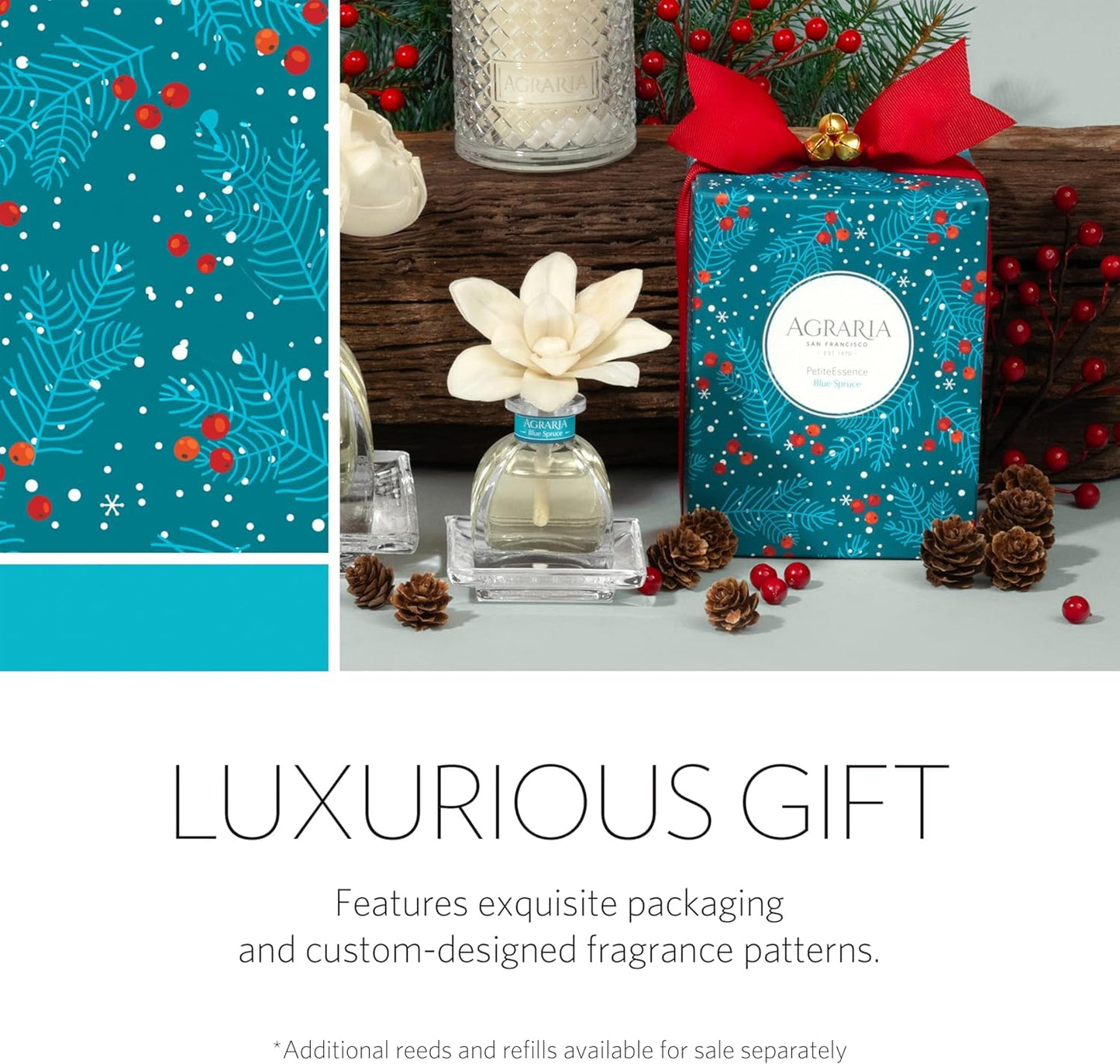 Blue Spruce Holiday PetiteEssence Diffuser, 1.7oz | Premium Room Fragrance by Agraria