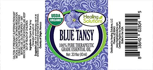 Healing Solutions Blue Tansy Essential Oil 10ml | USDA Organic, Undiluted