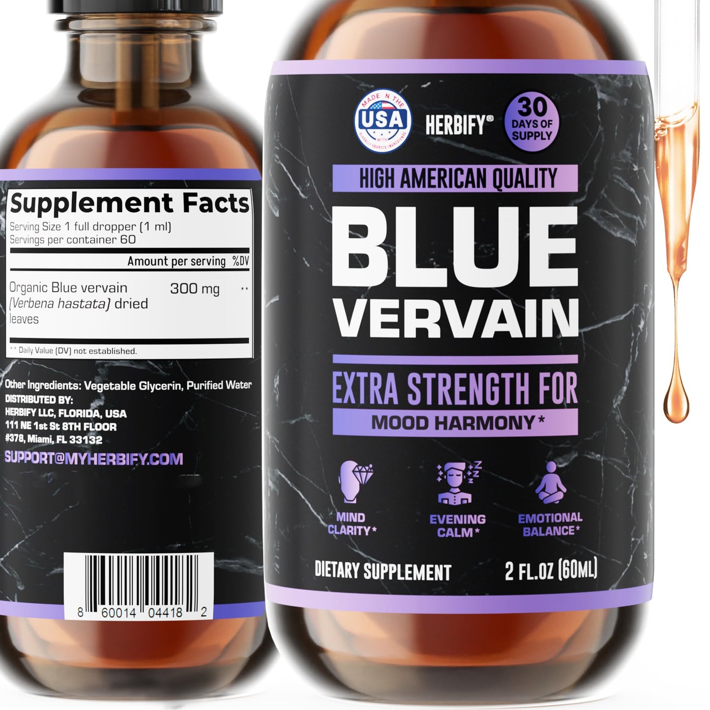 Blue Vervain Drops – Verbena Tincture for Mood & Balance (2 oz) – Made in USA
