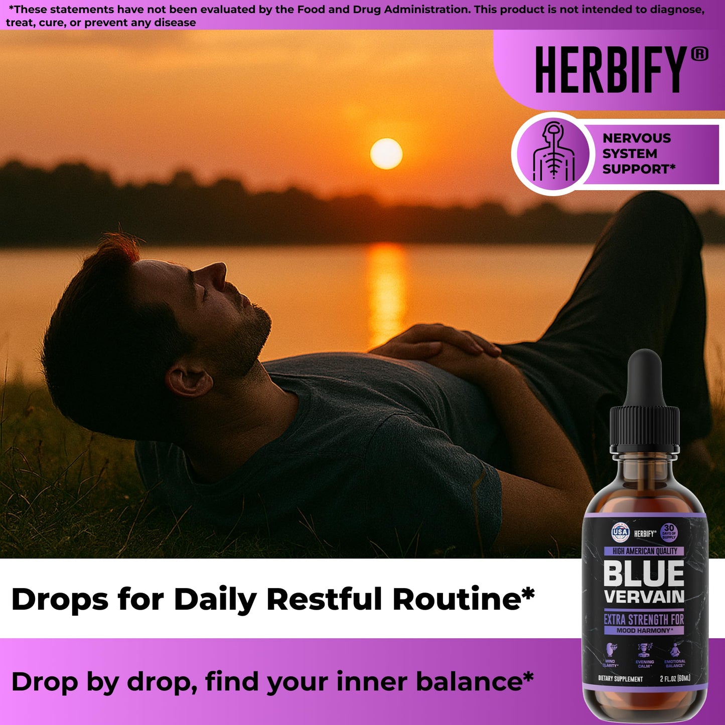 Blue Vervain Drops – Verbena Tincture for Mood & Balance (2 oz) – Made in USA