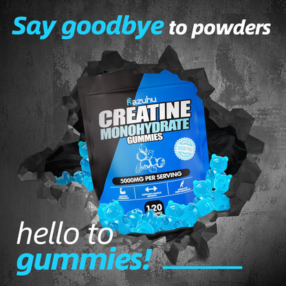 Pre Workout Creatine Gummies HCl Monohydrate | Blueberry 120 Gummies for Men & Women | Vital Source Whey Isolate