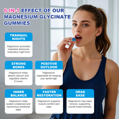 Blueberry Magnesium Glycinate Gummies 400mg – Sugar Free, Gelatin Free, Vegan, 60 Day Supply