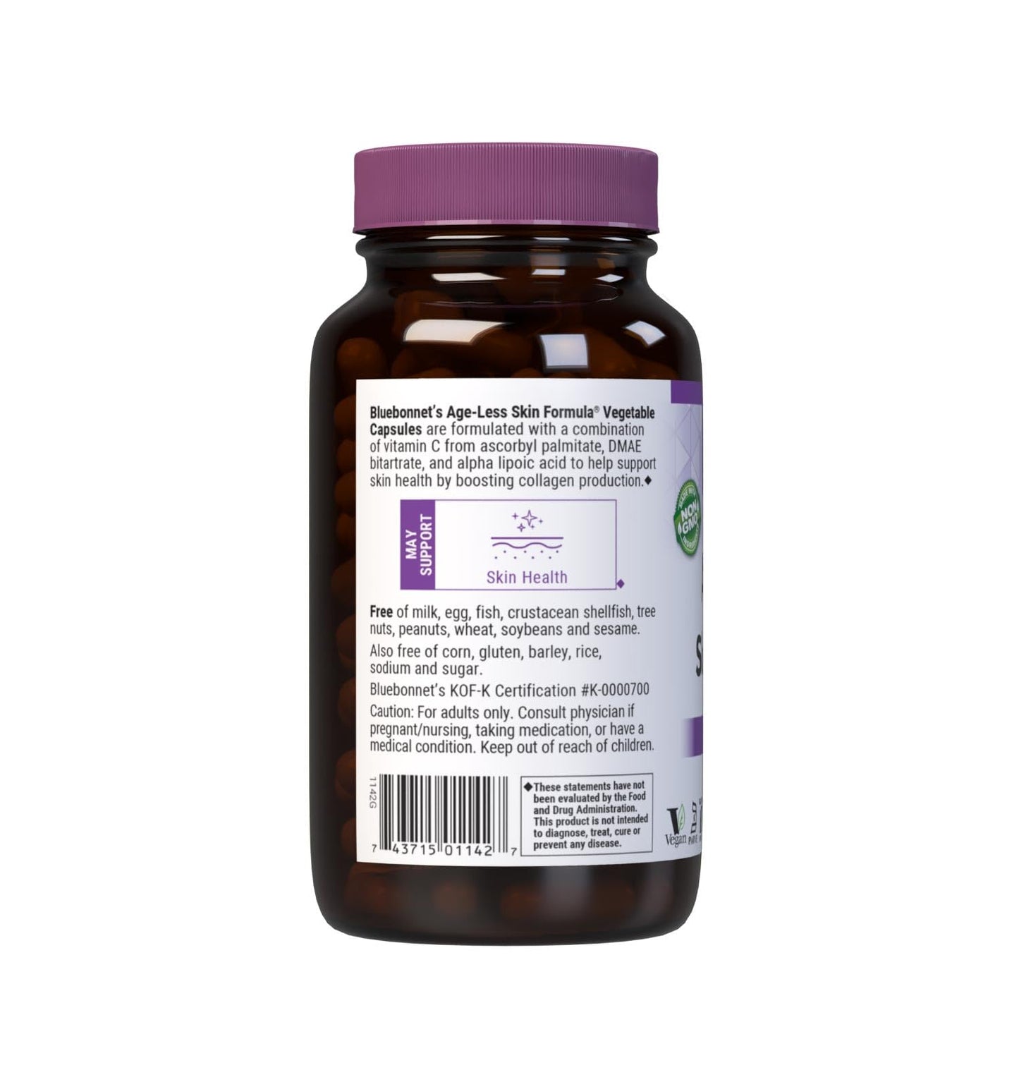 BlueBonnet Age-Less Skin Formula Capsules, White, Vegetable, 120 Count