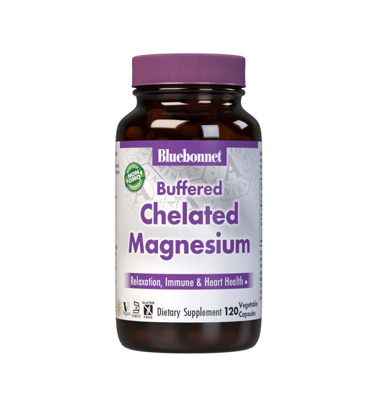 Bluebonnet Albion Buffered Chelated Magnesium 200 mg | 120 Veg Capsules BritishVita | Premium UK Vitamins & Wellness Supplements