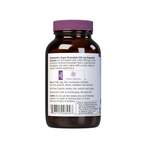 BlueBonnet Super Bromelain Vegetarian Capsules 500 mg - 60 Count
