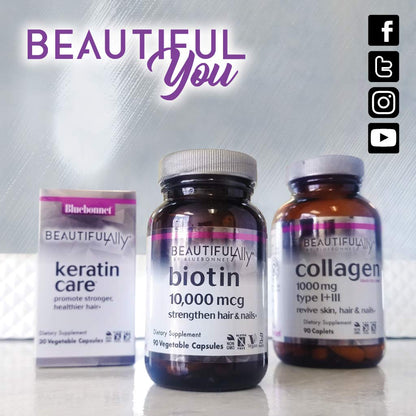 Bluebonnet Beautiful Ally Biotin 10,000 mcg – Hair & Nails, 90 Veg Capsules