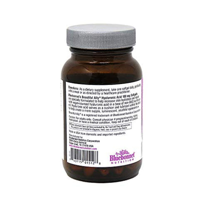 Bluebonnet Beautiful Ally Hyaluronic Acid 100 mg Softgels – 90 Servings, Non-GMO, Gluten-Free