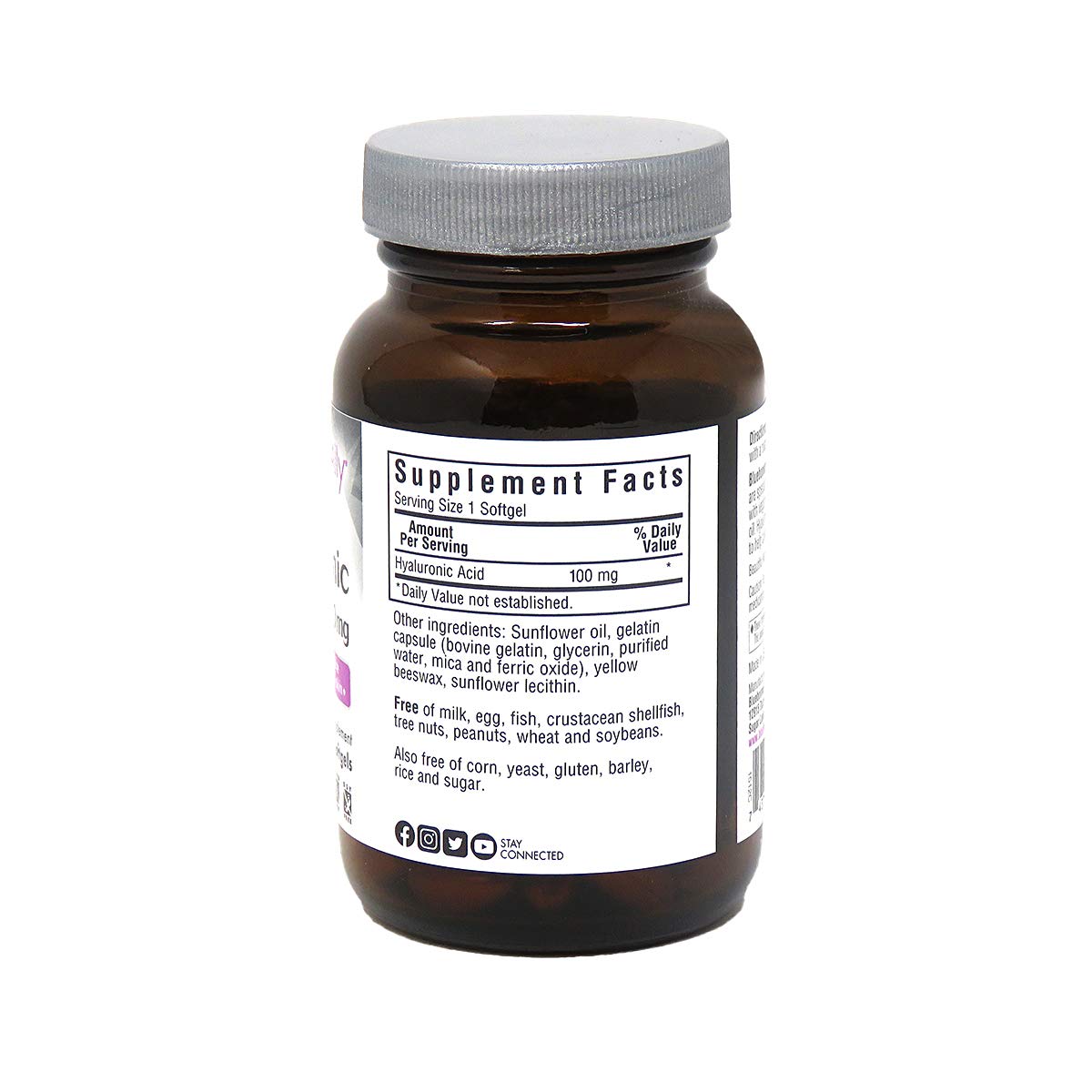 Bluebonnet Beautiful Ally Hyaluronic Acid 100 mg Softgels – 90 Servings, Non-GMO, Gluten-Free